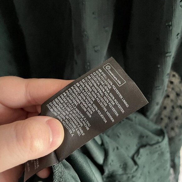 H & M Divided Women Plus 3XL Green Swiss Dot Sheer Long Sleeve Blouson Dress NWT - Picture 9 of 11